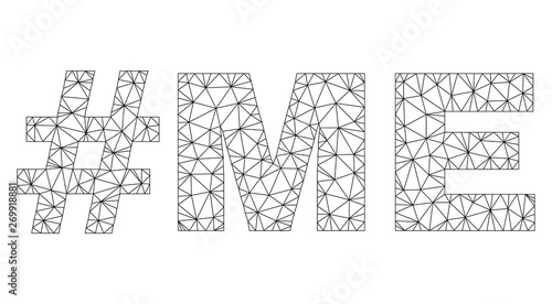 Mesh vector #ME text. Abstract lines and points form #ME black carcass symbols. Linear carcass 2D polygonal mesh in vector EPS format.