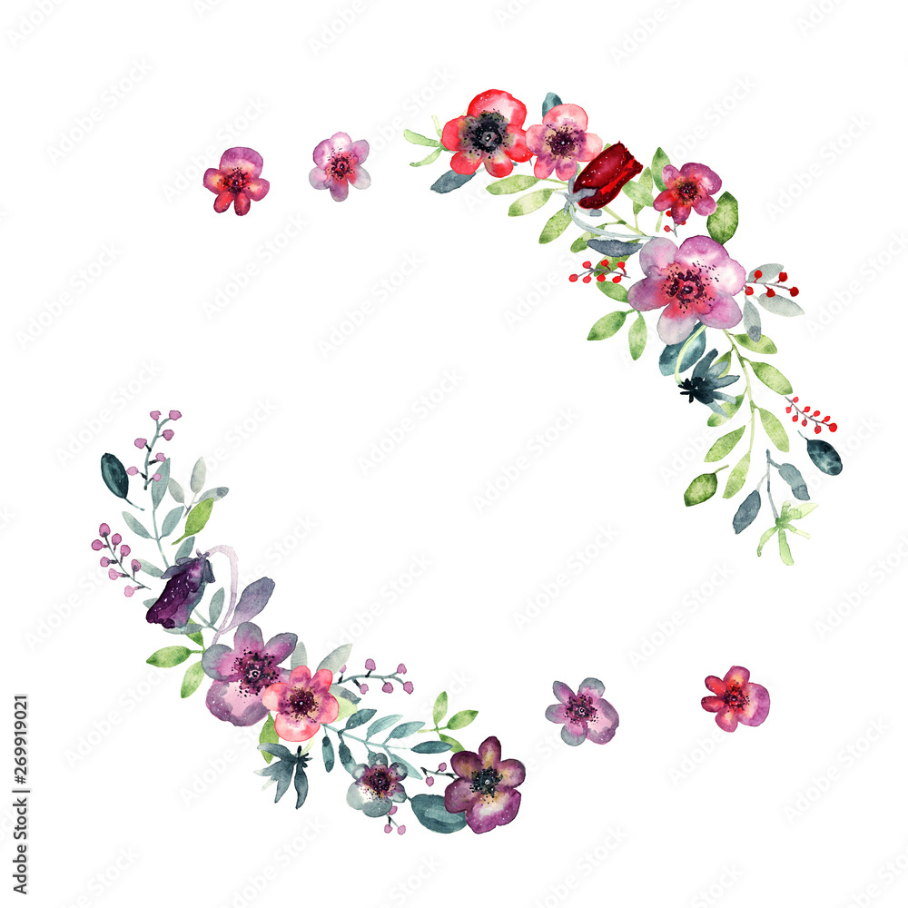 watercolor pansy wreath