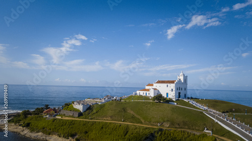 Beautiful aerial view of church and beach