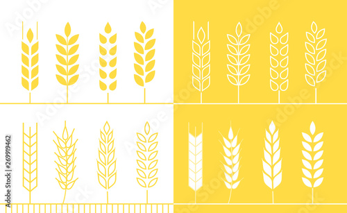 Wheat grains of different shapes set. A set of icons ready to use in your design. Vector icons can be used on different backgrounds. EPS10.	