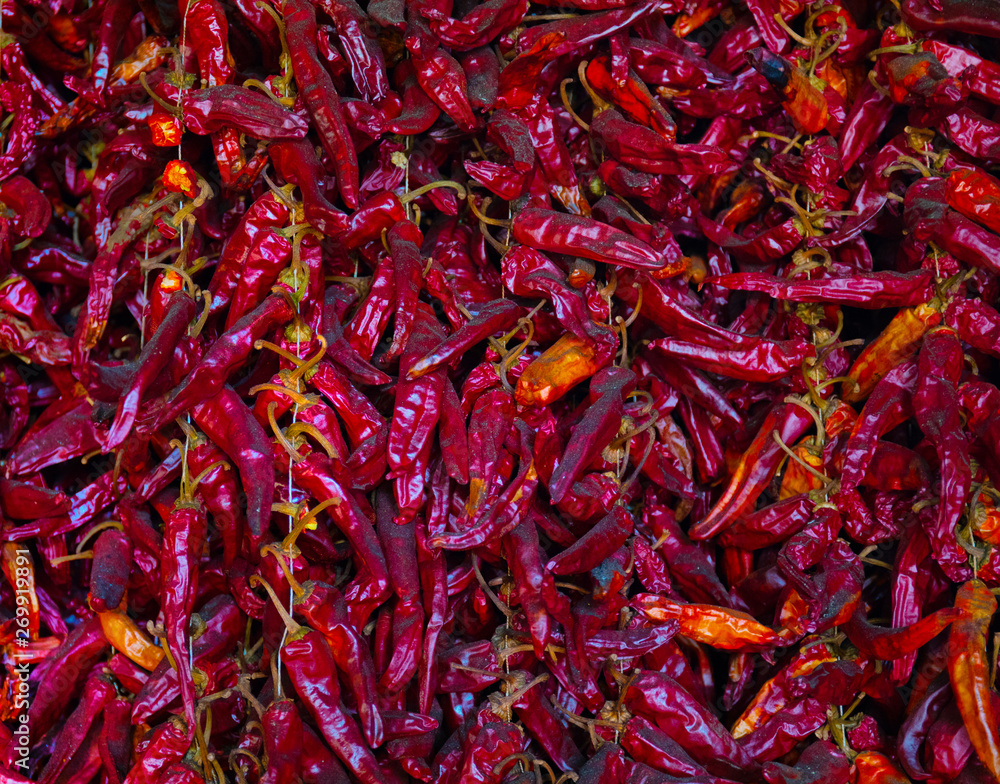 Fototapeta premium Pile of red hot chille peppers