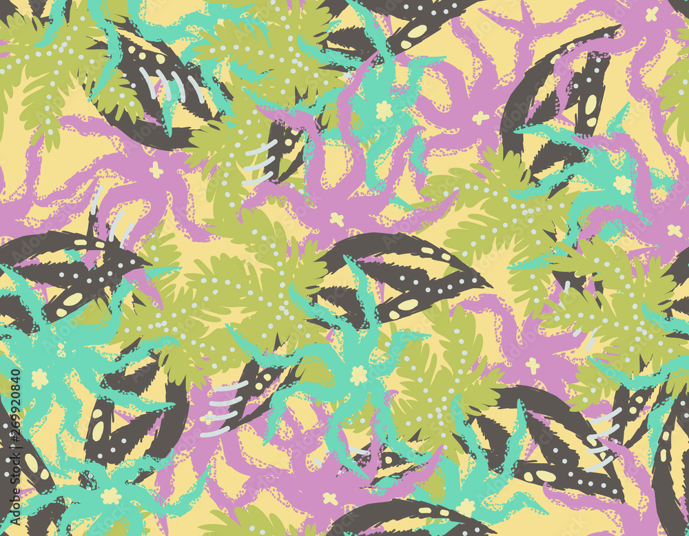Fototapeta premium Tropical seamless leaves pattern.