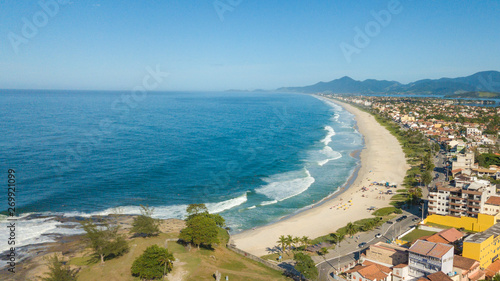 aerial view of the beach and city of saquarema