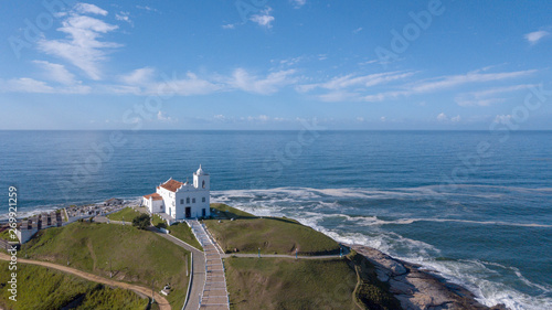 Beautiful aerial view of church and beach