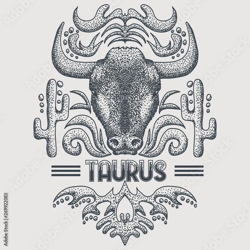 Taurus zodiac vintage vector illustration