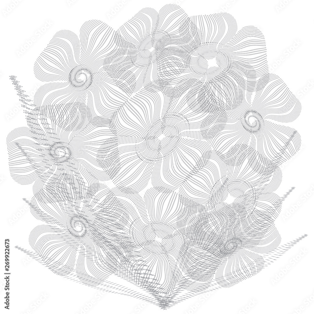 Obraz premium Flowers. Dotted Halftone Vector Spiral Pattern or Texture