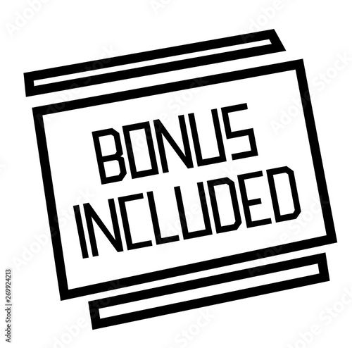 BONUS INCLUDED stamp on white