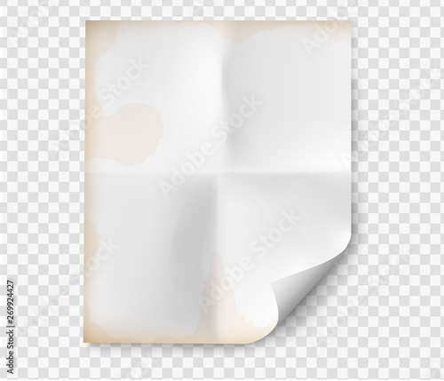 Page curl with shadow on blank sheet of paper