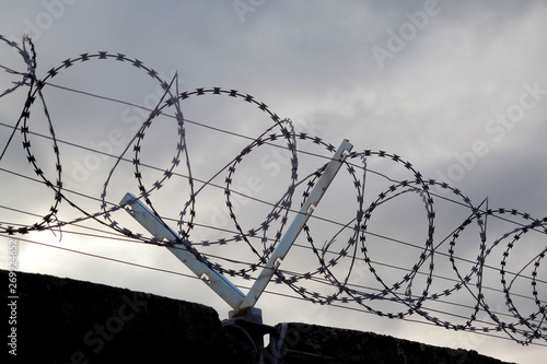 Barbed wire fence