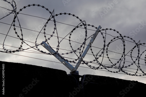 Barbed wire fence
