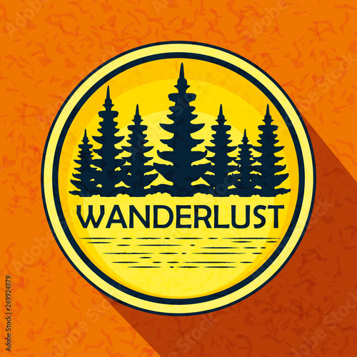 label of nature pines trees landscape