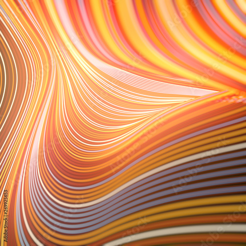 Fototapeta Naklejka Na Ścianę i Meble -  Modern style abstraction with composition made of various colored lines. Wave band geometric pattern. 3d rendering