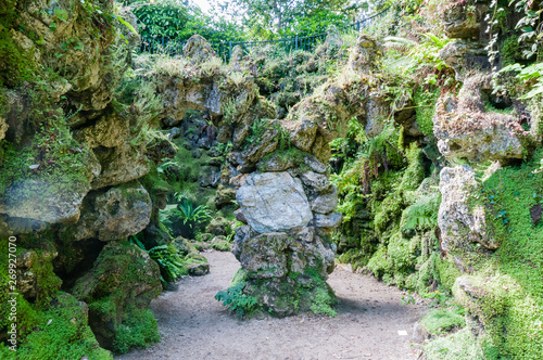 Vászonkép Mossy stone grotto in Powerscourt, Ireland
