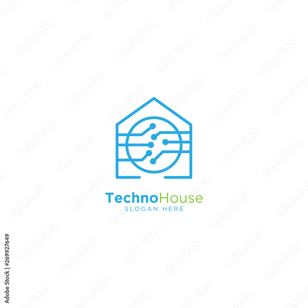 Technology Home Line Outline Monoline Logo Design Vector Technology Home Line Outline Monoline Logo Design Vector