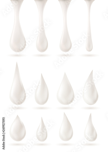 Set of milk drops