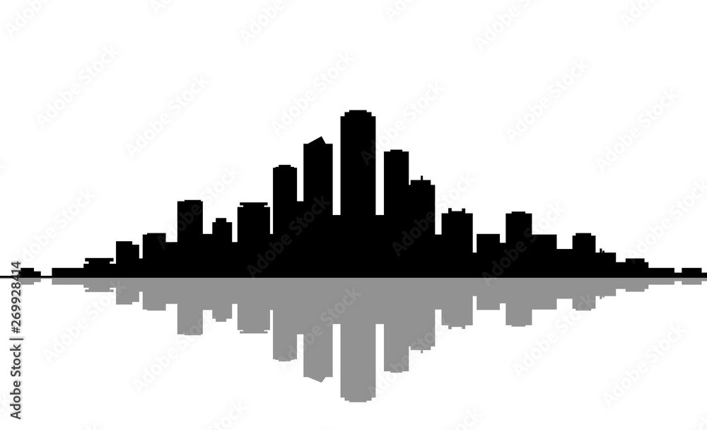 city skyline with reflection