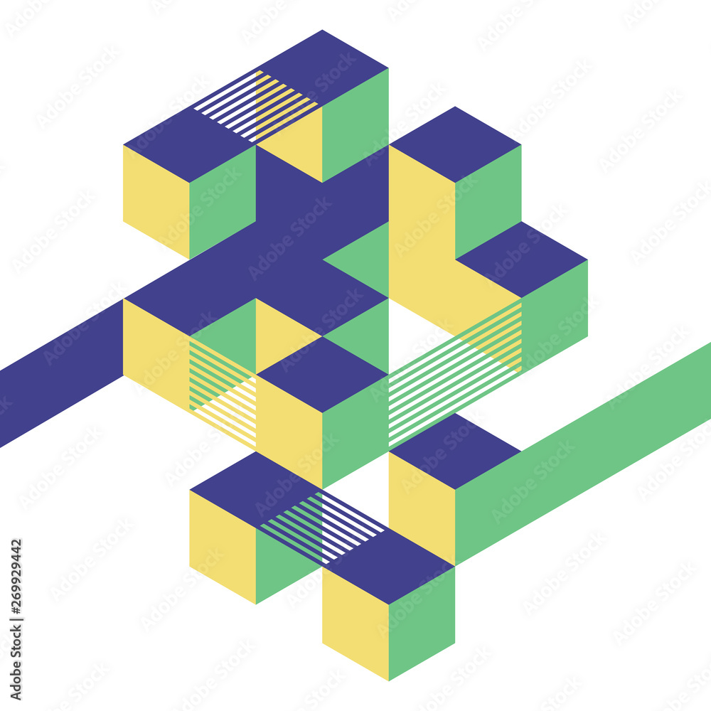 Abstract geometric isometric shape layout design template background modern art style Abstract geometric isometric shape layout design template background modern art style