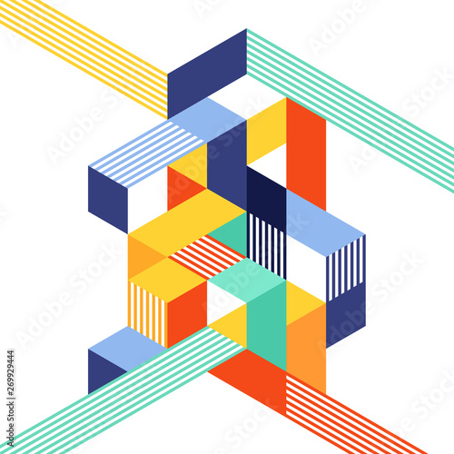 Abstract geometric isometric shape layout design template background modern art style