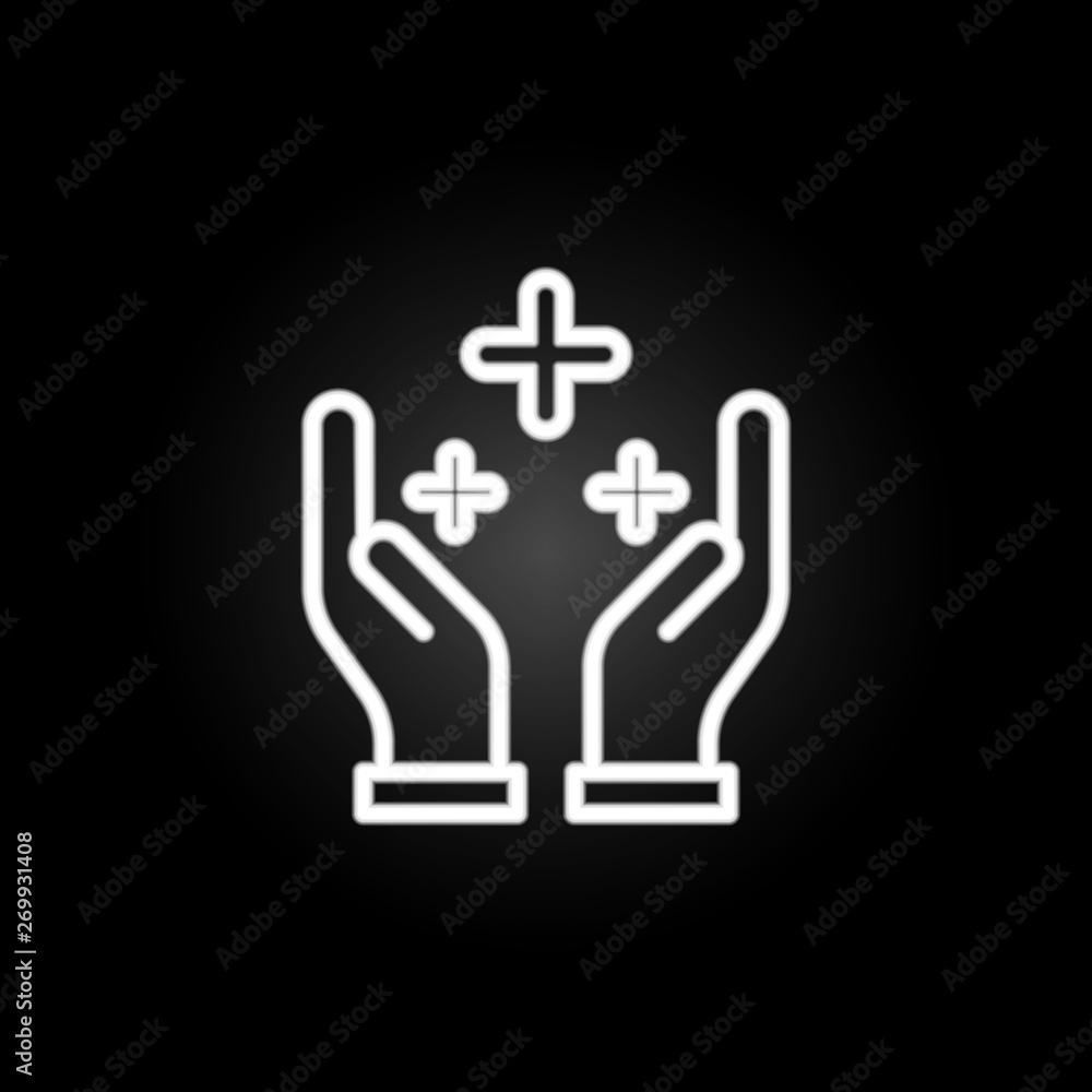 hands, positive, plus, add neon icon. Elements of positive thinking set. Simple icon for websites, web design, mobile app, info graphics hands, positive, plus, add neon icon. Elements of positive thinking set. Simple icon for websites, web design, mobile app, info graphics