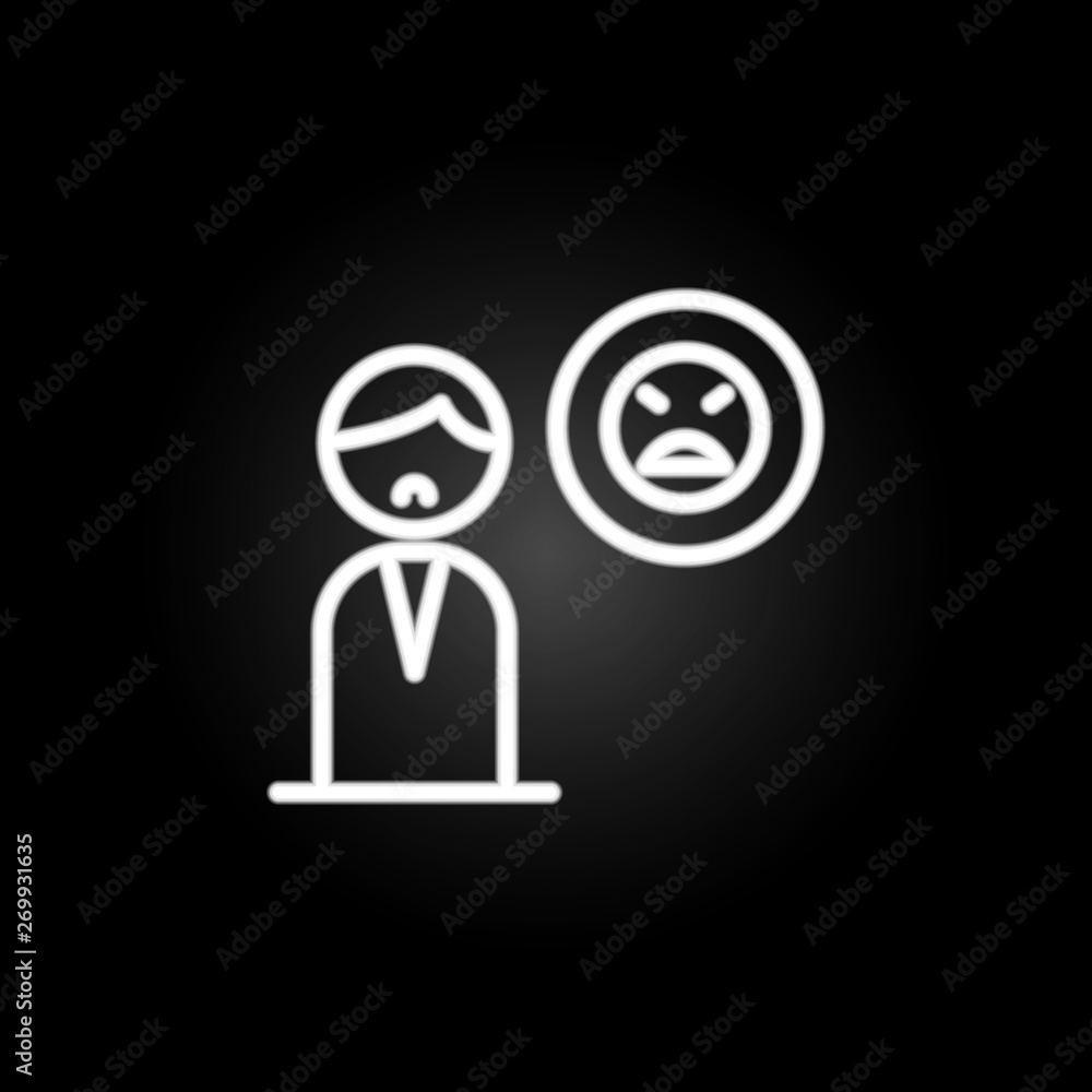 man, smile, pessimistic, thinking neon icon. Elements of positive thinking set. Simple icon for websites, web design, mobile app, info graphics man, smile, pessimistic, thinking neon icon. Elements of positive thinking set. Simple icon for websites, web design, mobile app, info graphics