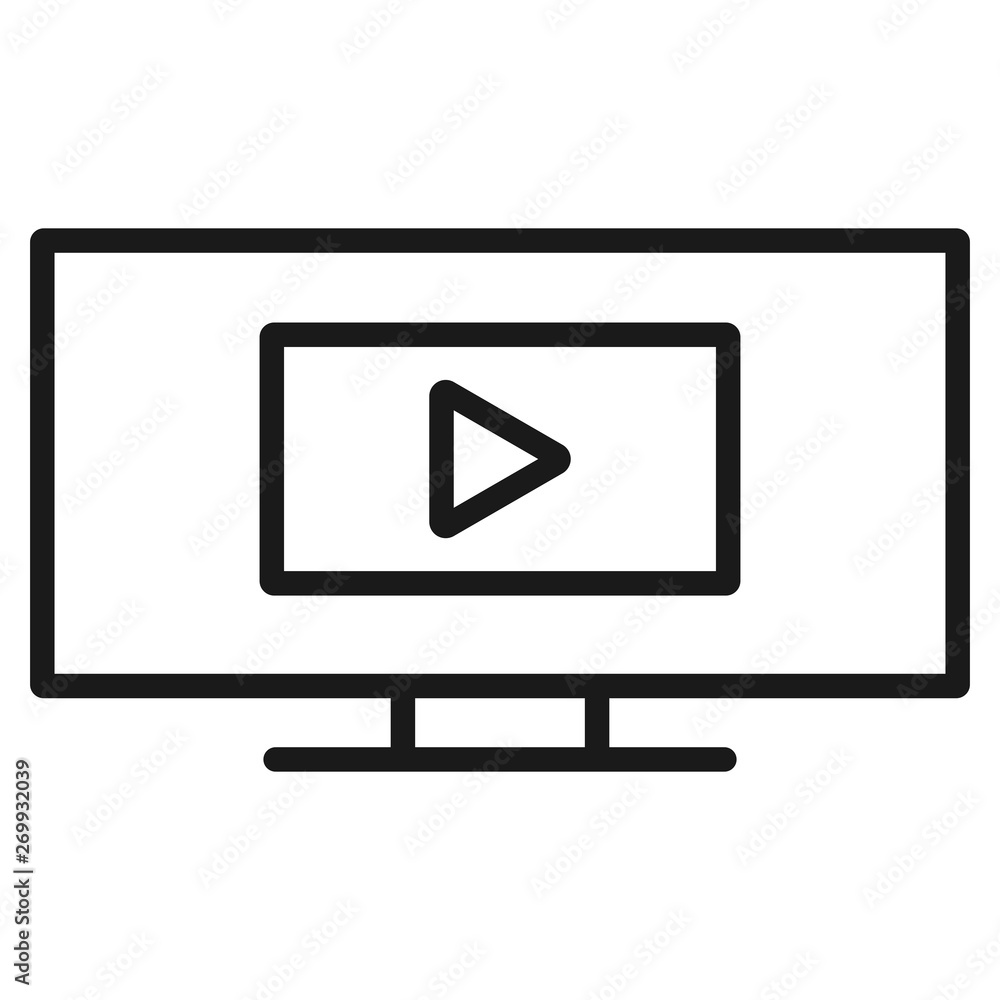 video on tv - minimal line web icon. simple vector illustration. concept for infographic, website or app. video on tv - minimal line web icon. simple vector illustration. concept for infographic, website or app.