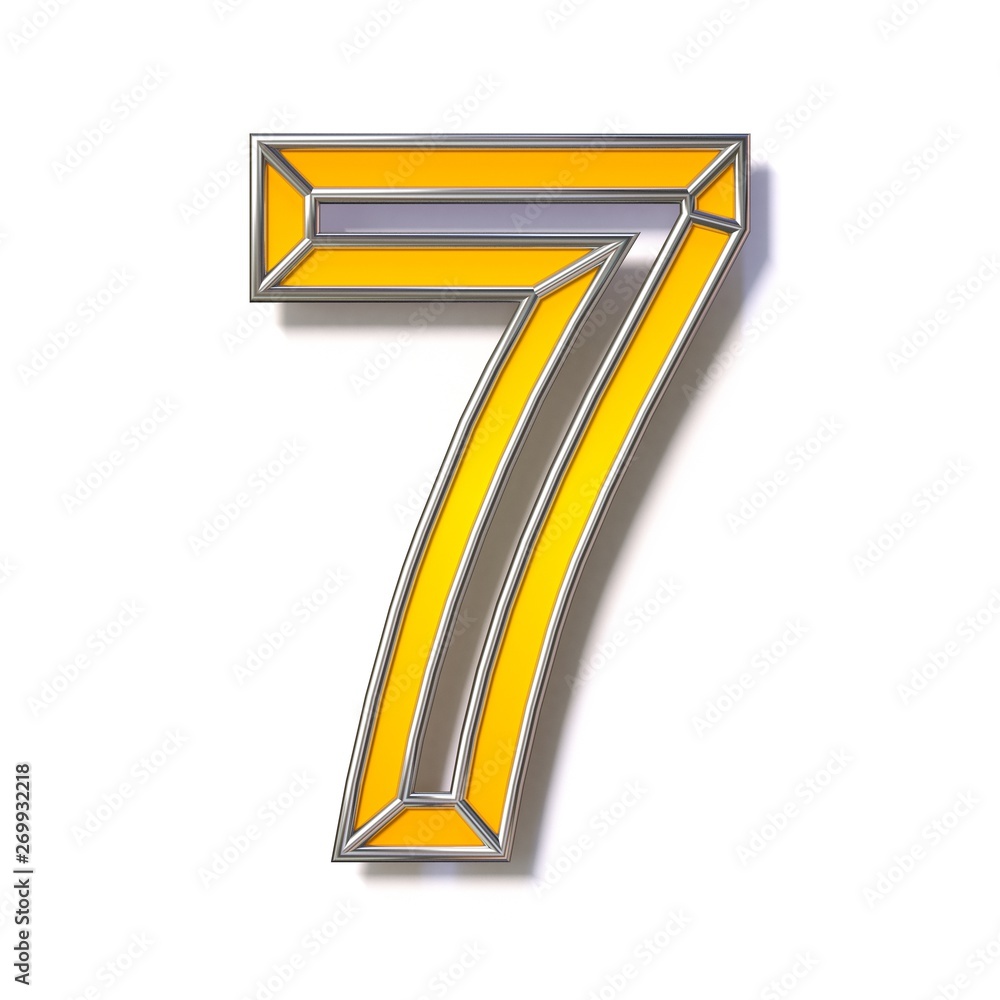 Orange metal wire font Number 7 SEVEN 3D Orange metal wire font Number 7 SEVEN 3D