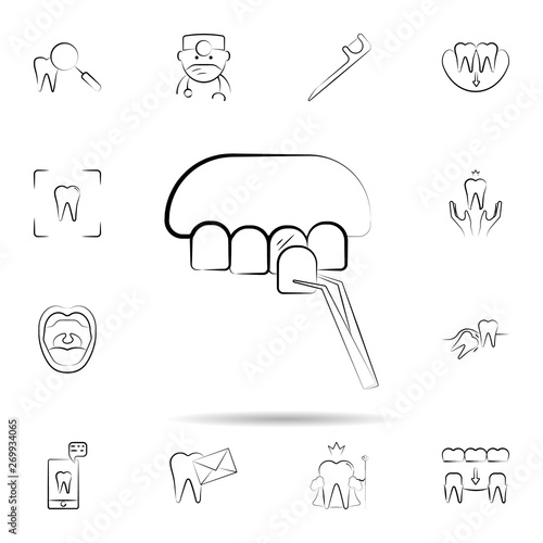Dental veneers, dental treatment icon. Universal set of dentist for website design and development, app development