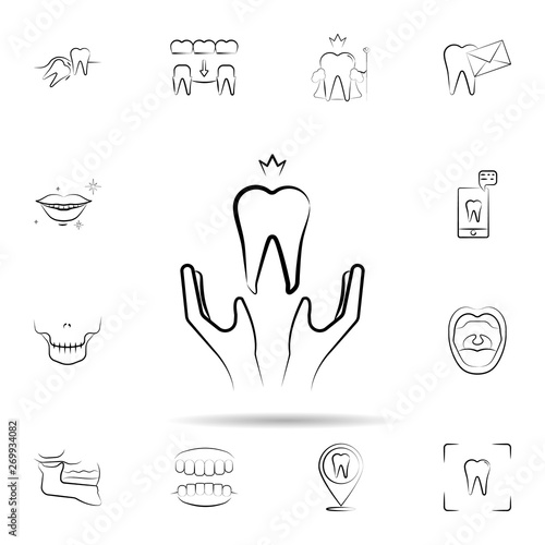 Hand, tooth, safe icon. Universal set of dentist for website design and development, app development