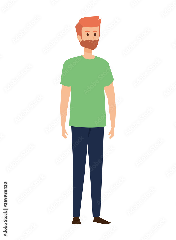 young man with beard avatar character young man with beard avatar character