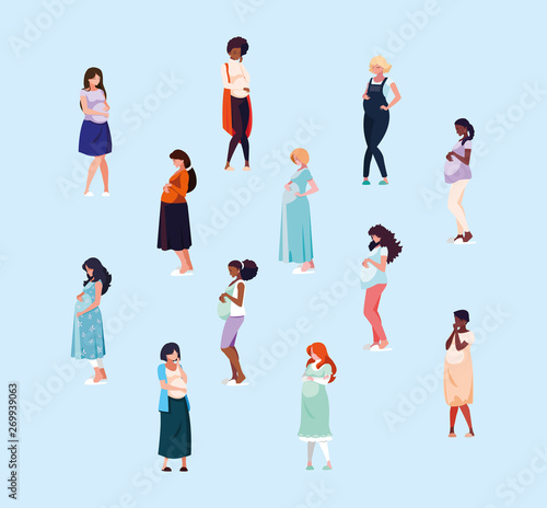 group of pregnant women avatar character
