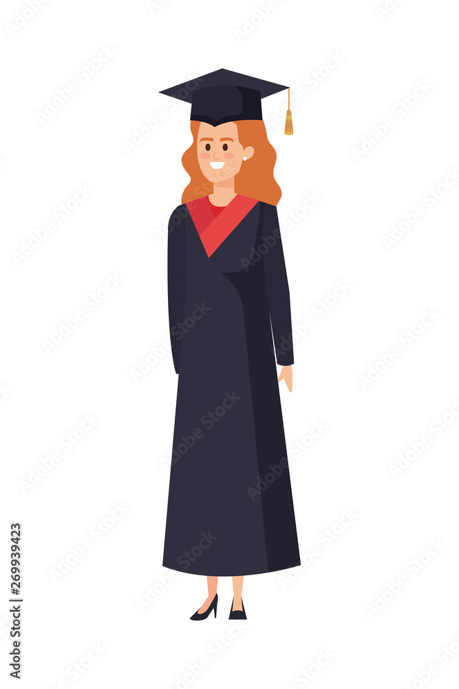 young woman student graduated character young woman student graduated character
