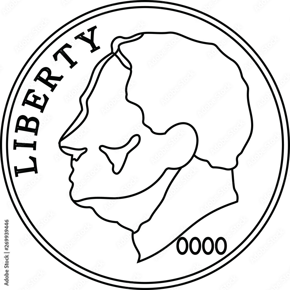 US American 10 cent coin outline US American 10 cent coin outline