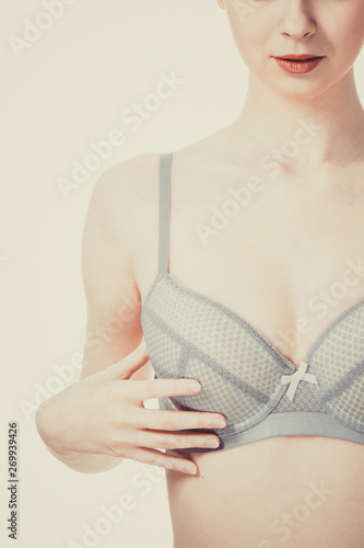 Woman chest in underwear bra lingerie photo