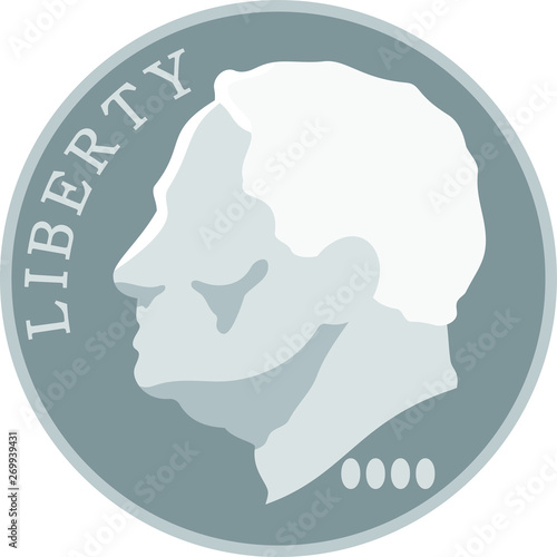 Monochrome US American 10 cent coin 