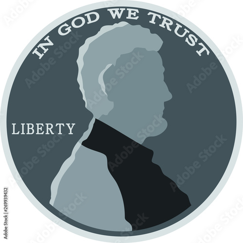 Monochrome US American 1 cent coin 