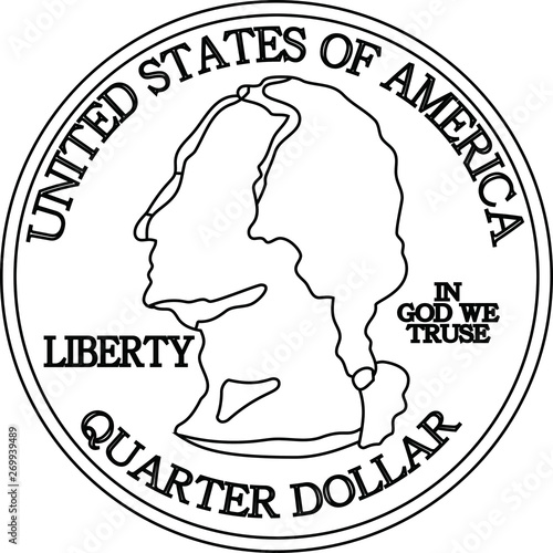 US American 25 cent coin outline