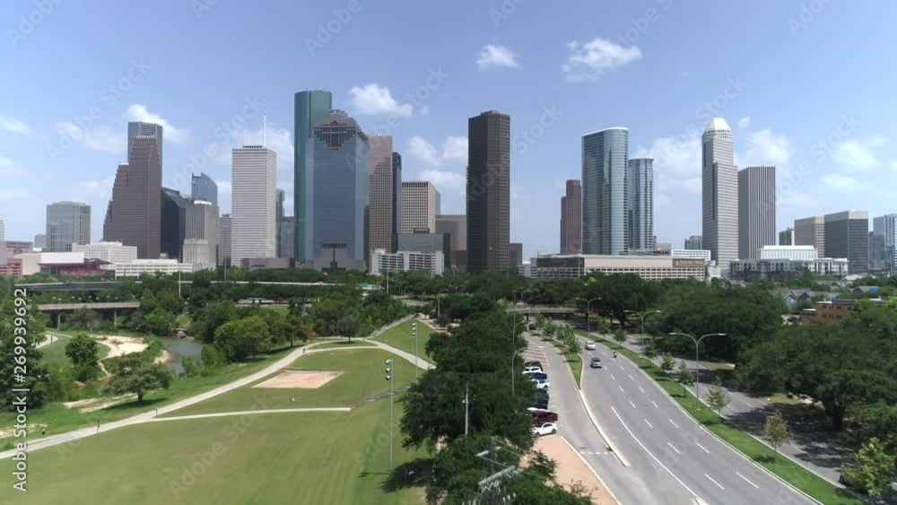 This video is about an aerial of downtown Houston skyline across from Elanor Tinsley Park. This video was filmed in 4k for best image quality. This video is about an aerial of downtown Houston skyline across from Elanor Tinsley Park. This video was filmed in 4k for best image quality.