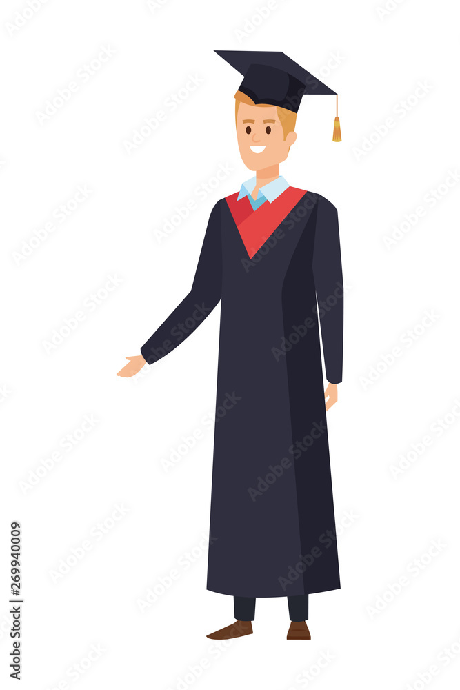 young man student graduated with hat young man student graduated with hat