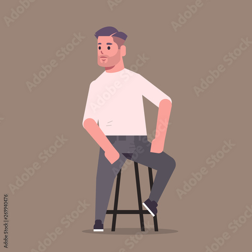 businessman in formal wear sitting on chair smiling male cartoon character business man office worker posing flat full length