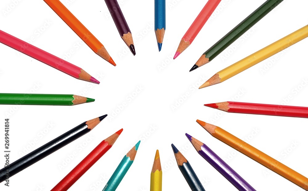 Colored pencils as wallpaper / A colored pencil is an art medium constructed of a narrow to be space a circle