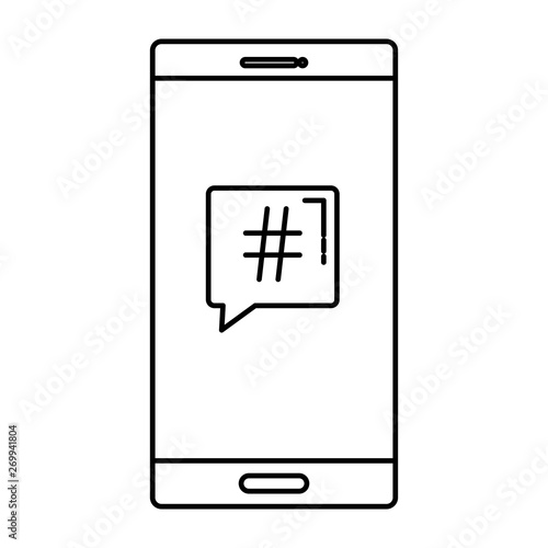 smartphone with speech bubble hashtag symbol