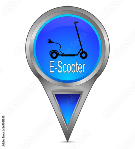 Map pointer with E-Scooter - illustration