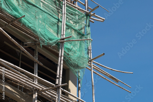 Bamboo scaffoldings of the construction site