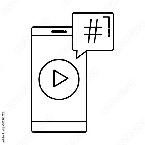 smartphone with speech bubble hashtag symbol