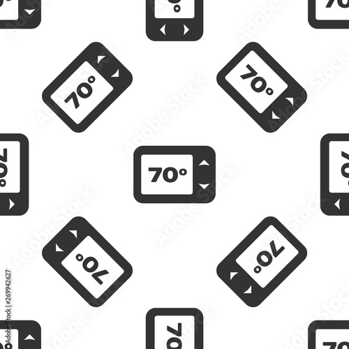 Grey Thermostat icon isolated seamless pattern on white background. Temperature control. Vector Illustration