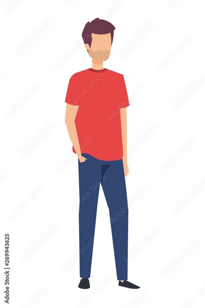young and casual man character