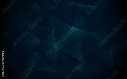 Abstract dark blue polygonal, geometric, triangle and crystal background