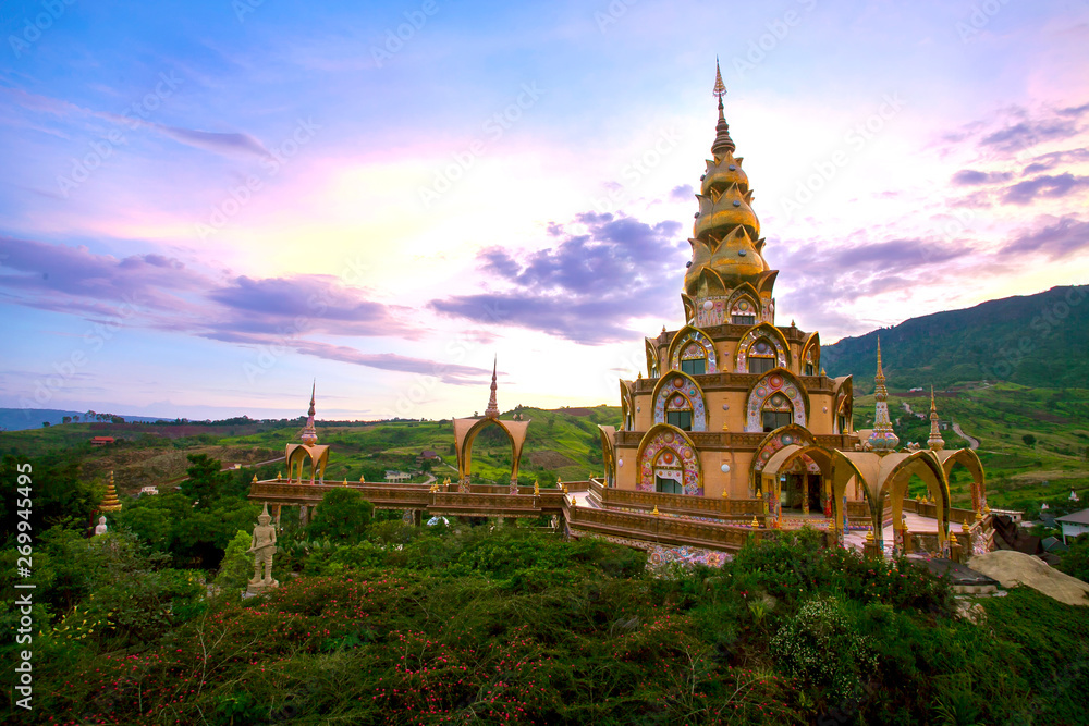 Holy relics pagoda in Wat Phra Thart Pha Kaew. That are temple landmark in Khao Kho, Phetchabun province Thailand.