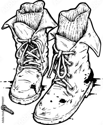 Vintage Biker Boots Illustration