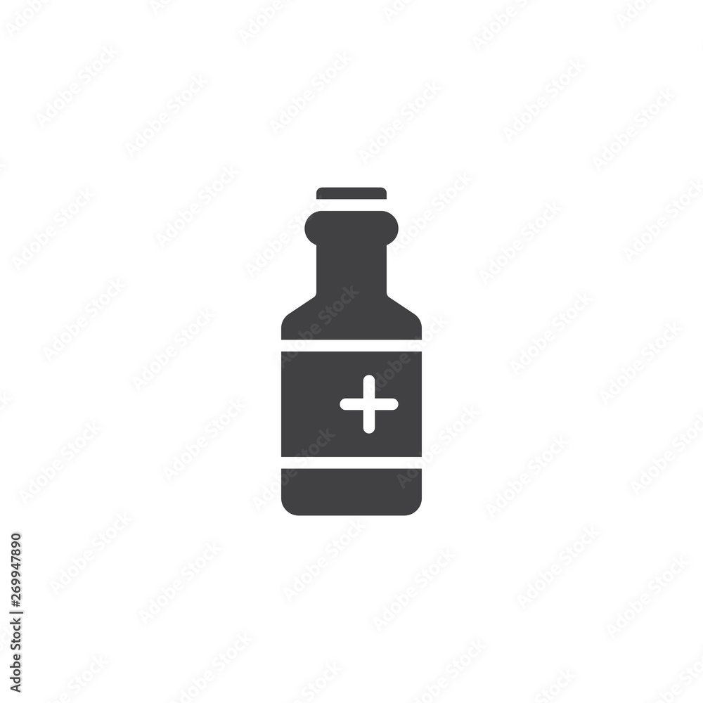 Medicine bottle vector icon. filled flat sign for mobile concept and web design. Medical pills bottle glyph icon. Symbol, logo illustration. Vector graphics Medicine bottle vector icon. filled flat sign for mobile concept and web design. Medical pills bottle glyph icon. Symbol, logo illustration. Vector graphics